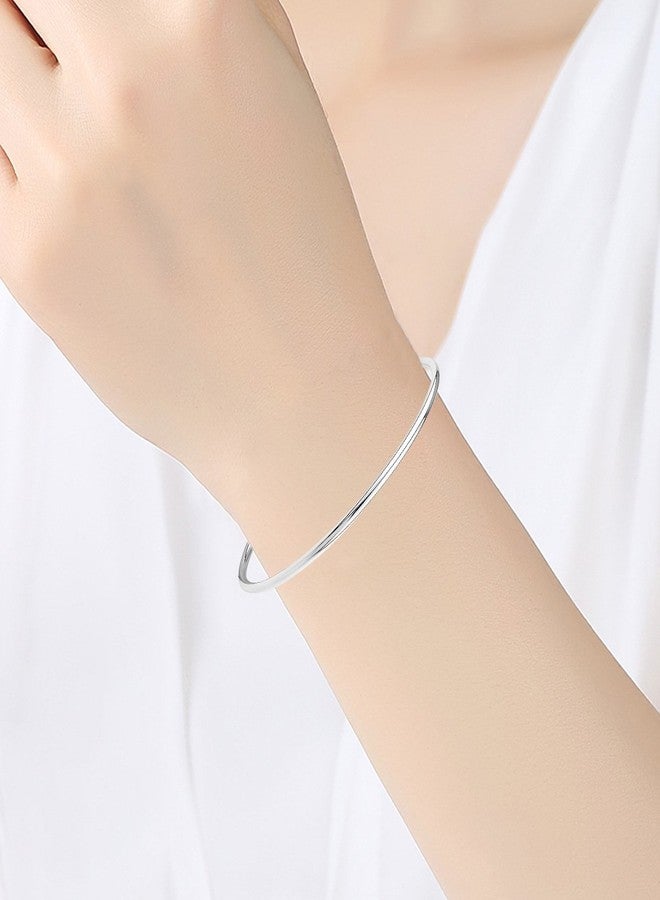 Merdia 925 Sterling Silver Bangle Bracelet Stackable Bangles for Women | Polished Bangle Bracelet | 925 Sterling Silver Bracelets for Women - Image 3